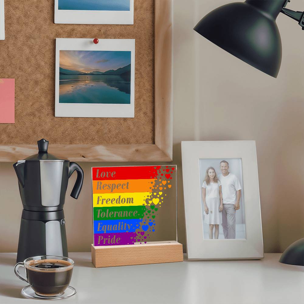 LGBTQLove Respect Fre Printed Square Shaped Acrylic Plaque edom Tolerance Equality Pride-Express Your Love Gifts