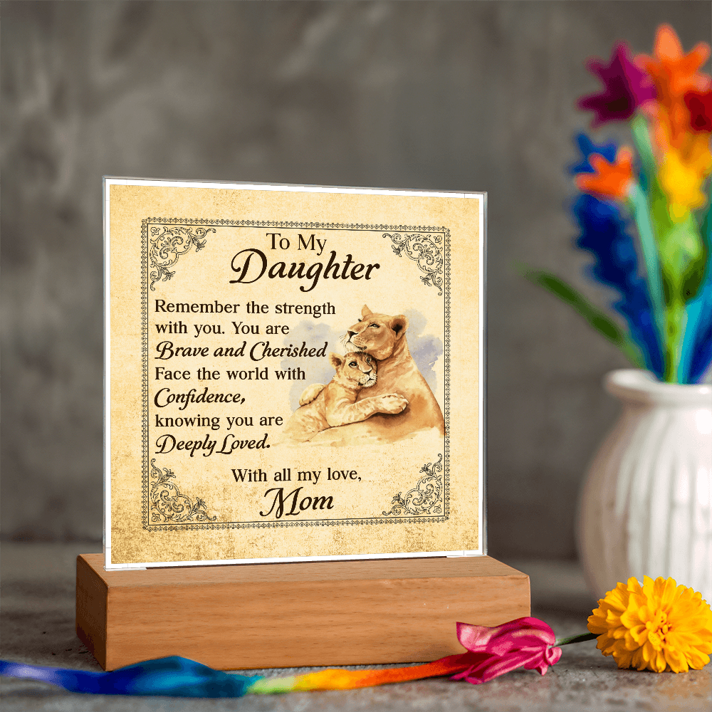 To My Daughter From Mom Deeply Loved Printed Square Shaped Acrylic Plaque-Express Your Love Gifts