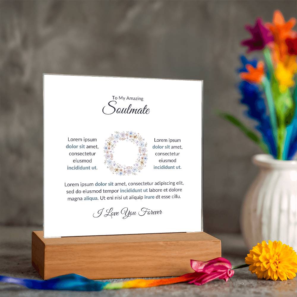 To My Soulmate Magna Aliqua Printed Square Shaped Acrylic Plaque-Express Your Love Gifts