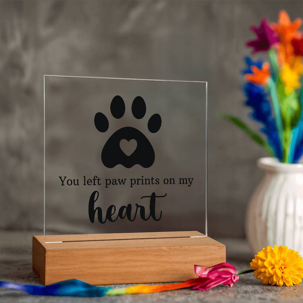 Paw Print Printed Square Shaped Acrylic Plaque-Express Your Love Gifts