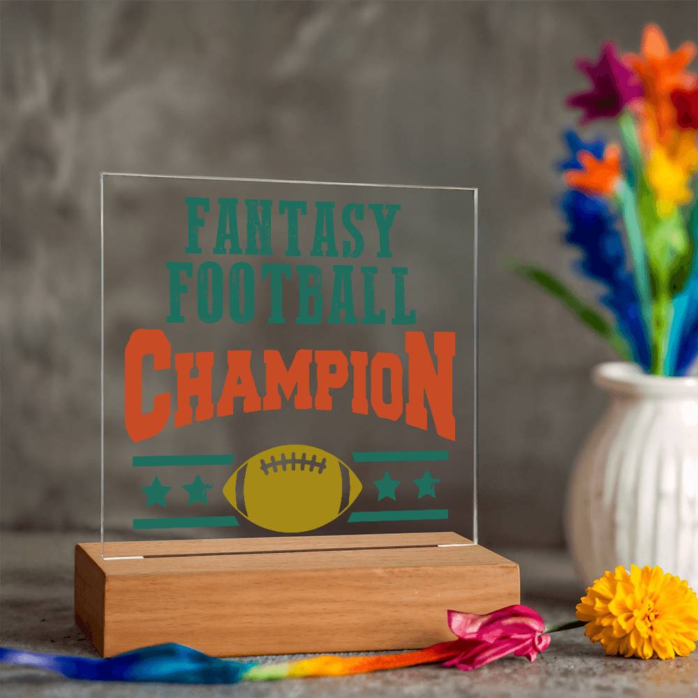 Fantasy Football Champion Printed Square Shaped Acrylic Plaque-Express Your Love Gifts