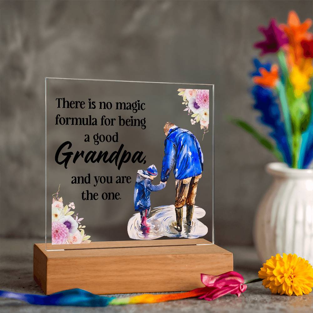 Grandpa Magic Printed Square Shaped Acrylic Plaque-Express Your Love Gifts