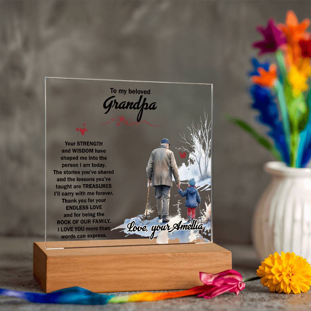 To My Beloved Grandpa Printed Square Shaped Acrylic Plaque-Express Your Love Gifts