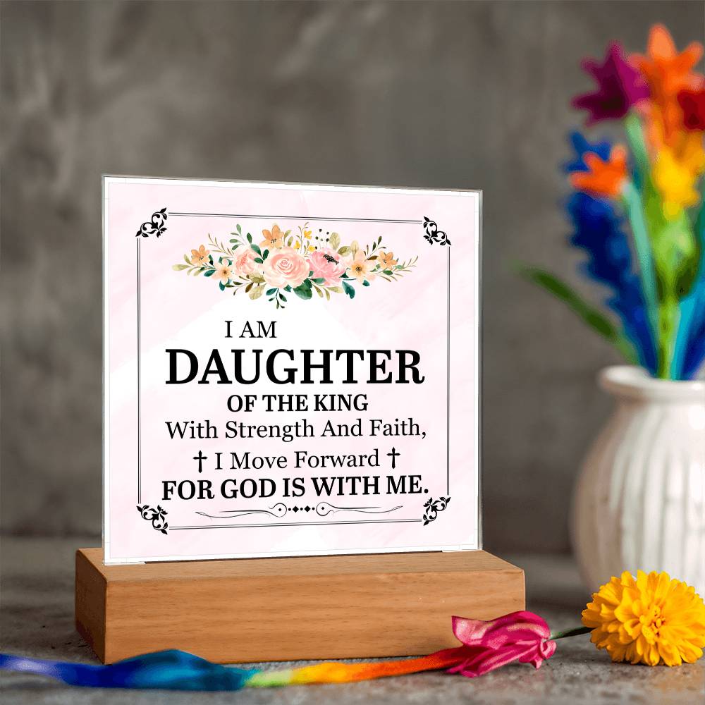 Personalized To My Daughter I Am Daughter of the King Printed Square Shaped Acrylic Plaque-Express Your Love Gifts