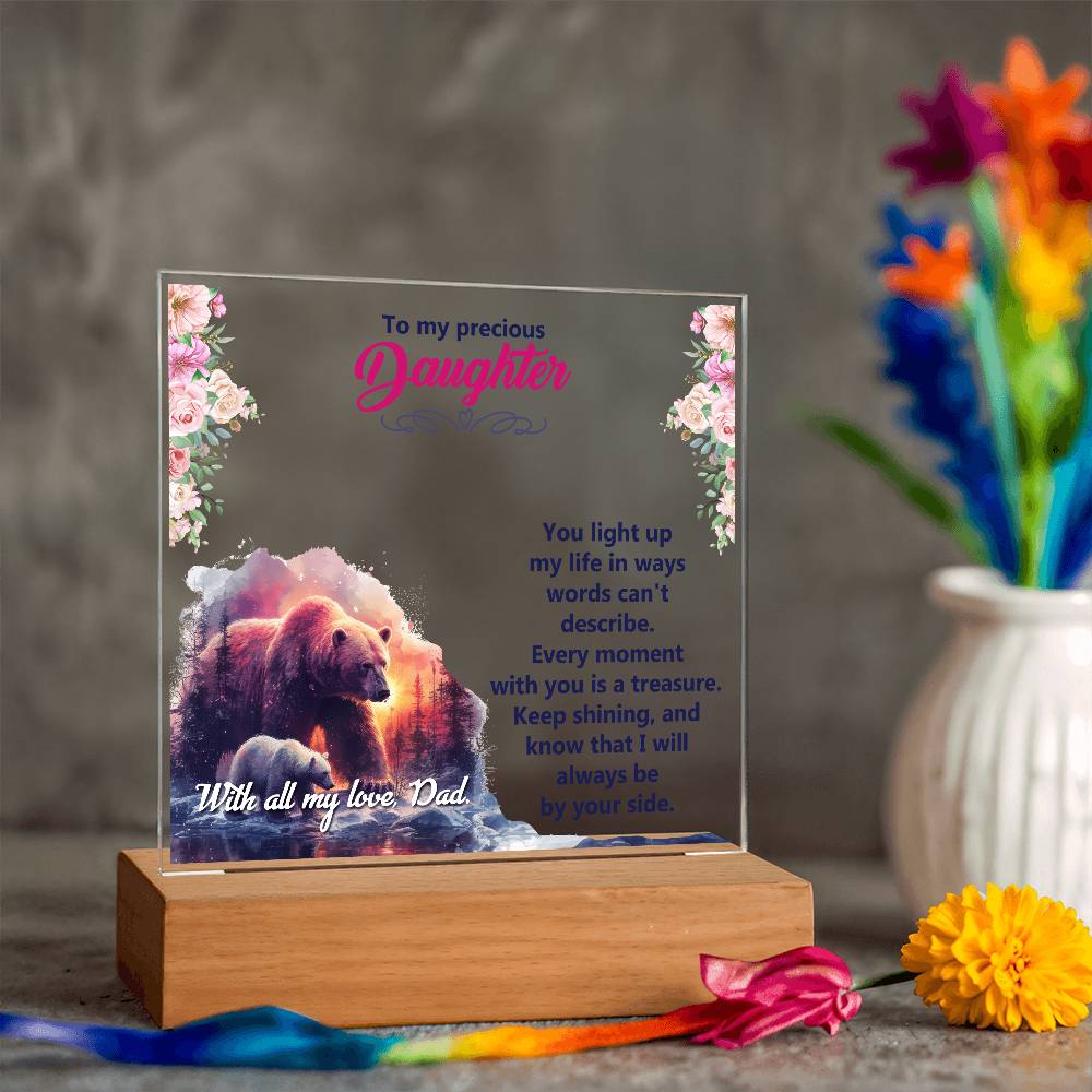 To My Precious Daughter Printed Square Shaped Acrylic Plaque-Express Your Love Gifts