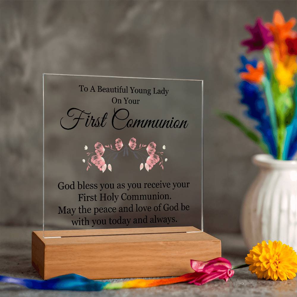 First Communion Printed Square Shaped Acrylic Plaque-Express Your Love Gifts