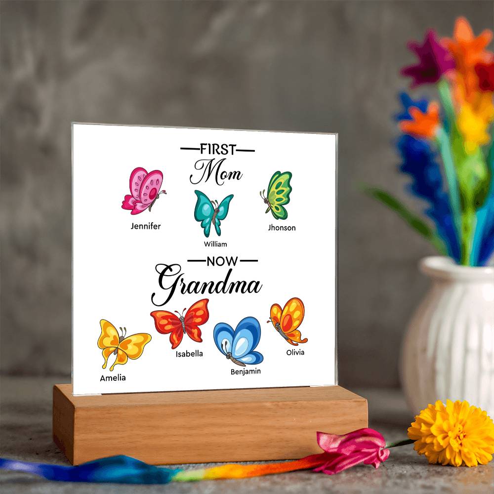 First Mom Now Grandma Printed Square Shaped Acrylic Plaque-Express Your Love Gifts