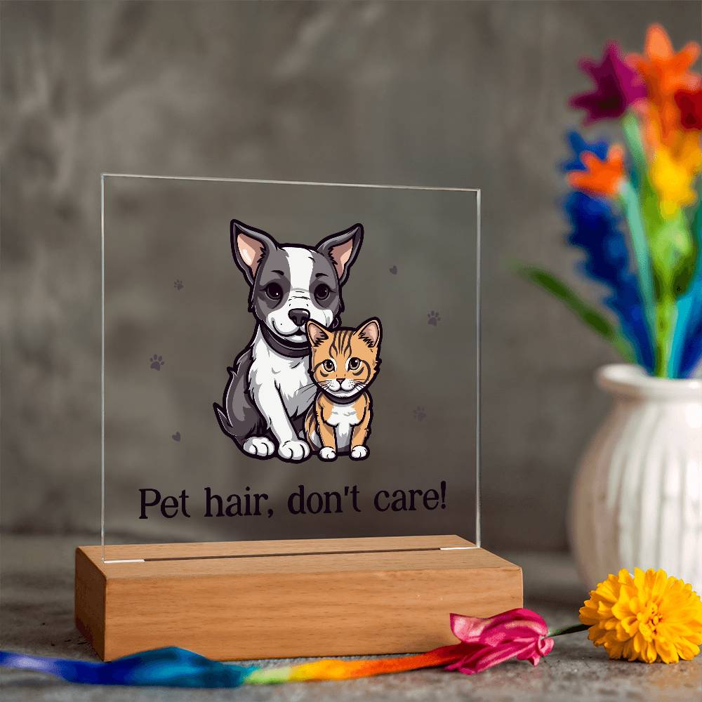 Pet Hair Don't Care! Printed Square Shaped Acrylic Plaque-Express Your Love Gifts