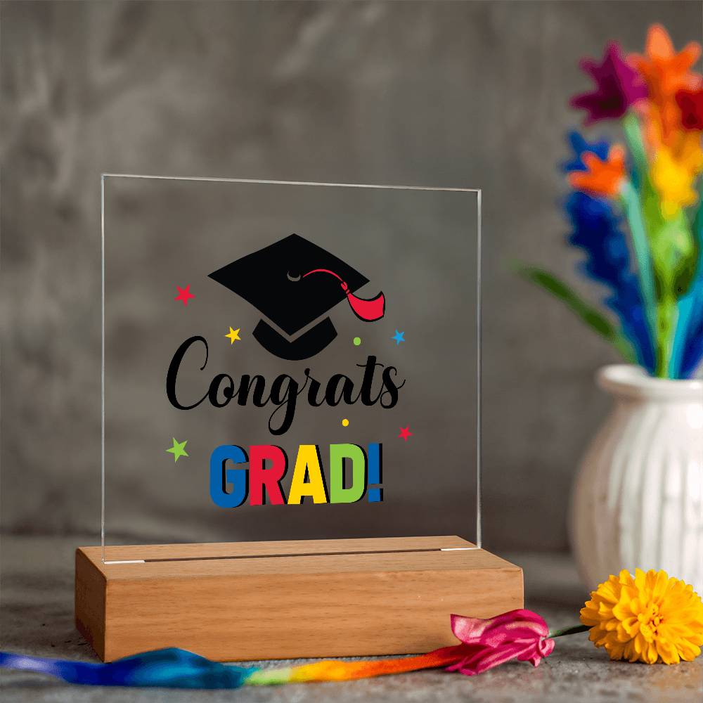 Congrats Grad! Printed Square Shaped Acrylic Plaque-Express Your Love Gifts