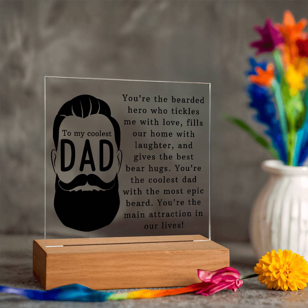 To the Coolest Dad Printed Square Shaped Acrylic Plaque-Express Your Love Gifts