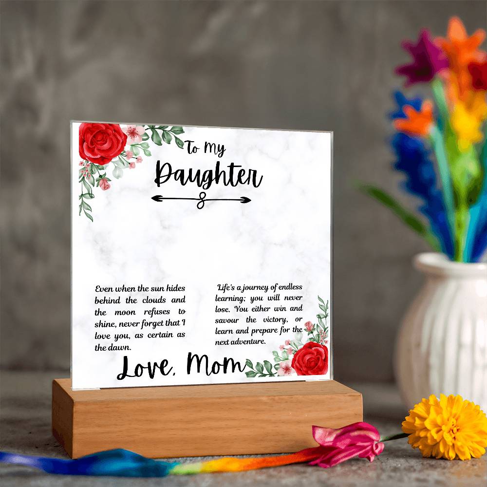 To Daughter From Mom Life's a Journey Printed Square Shaped Acrylic Plaque-Express Your Love Gifts