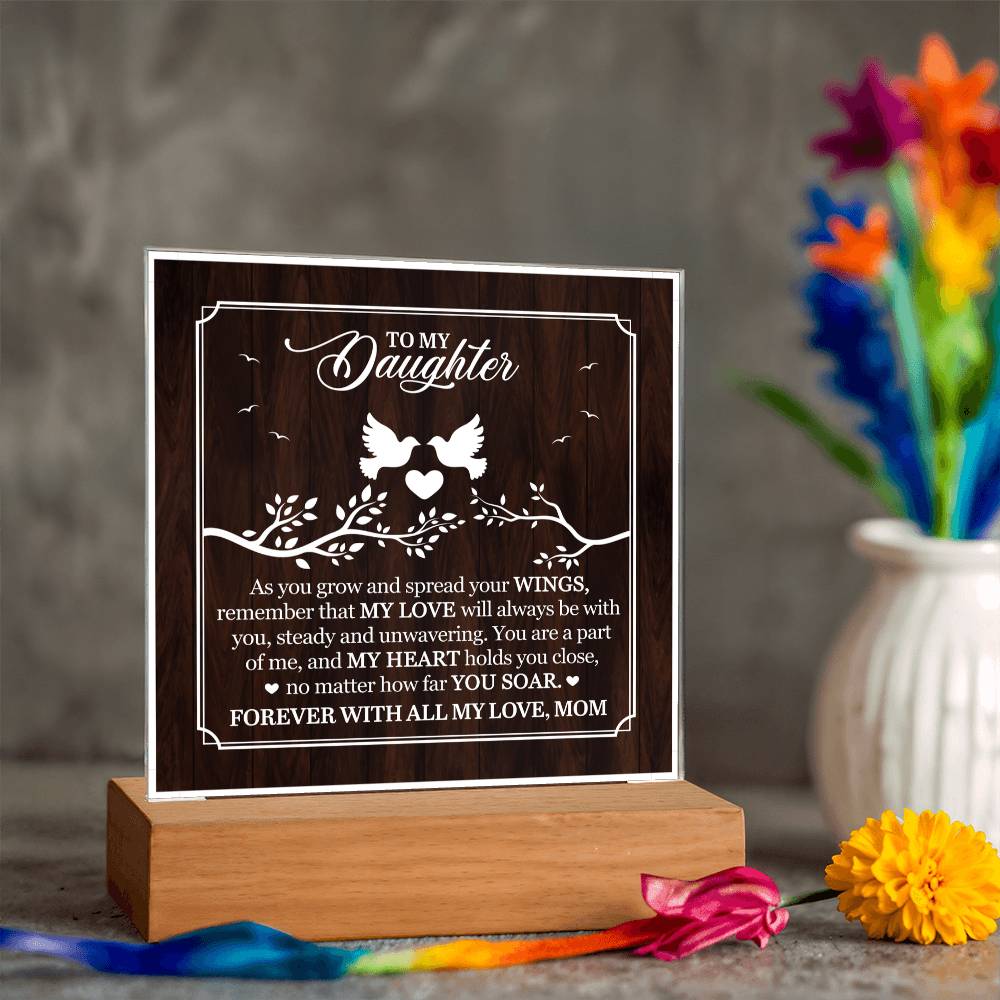 Personalized To My Daughter From Mom My Love Printed Square Shaped Acrylic Plaque-Express Your Love Gifts