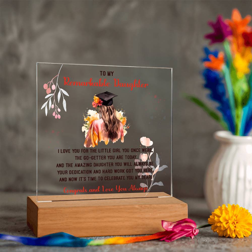 Remarkable Daughter Graduation Printed Square Shaped Acrylic Plaque-Express Your Love Gifts
