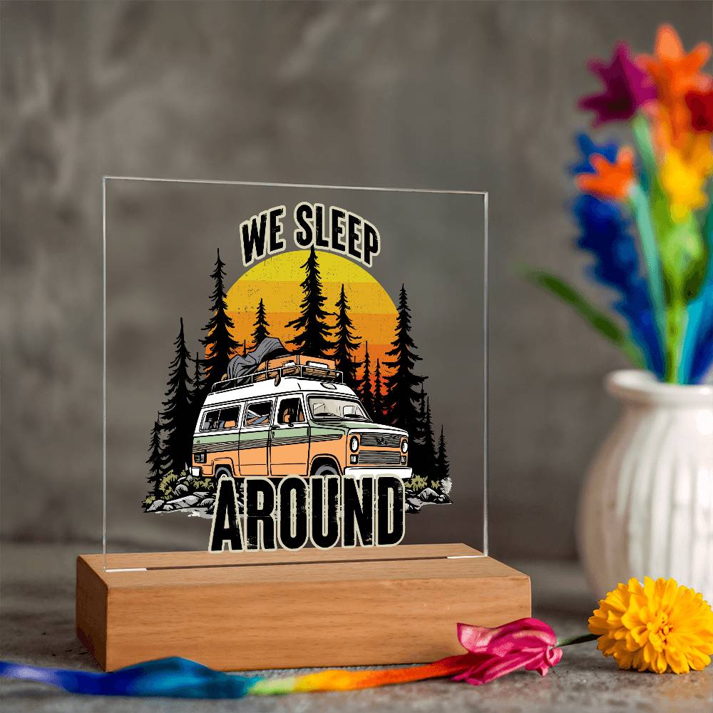 Camping Around Printed Square Shaped Acrylic Plaque-Express Your Love Gifts