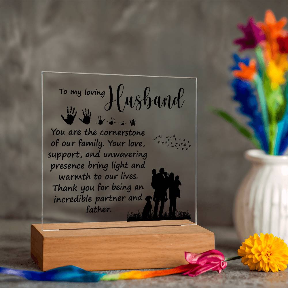 Dad Loving Husband Printed Square Shaped Acrylic Plaque-Express Your Love Gifts