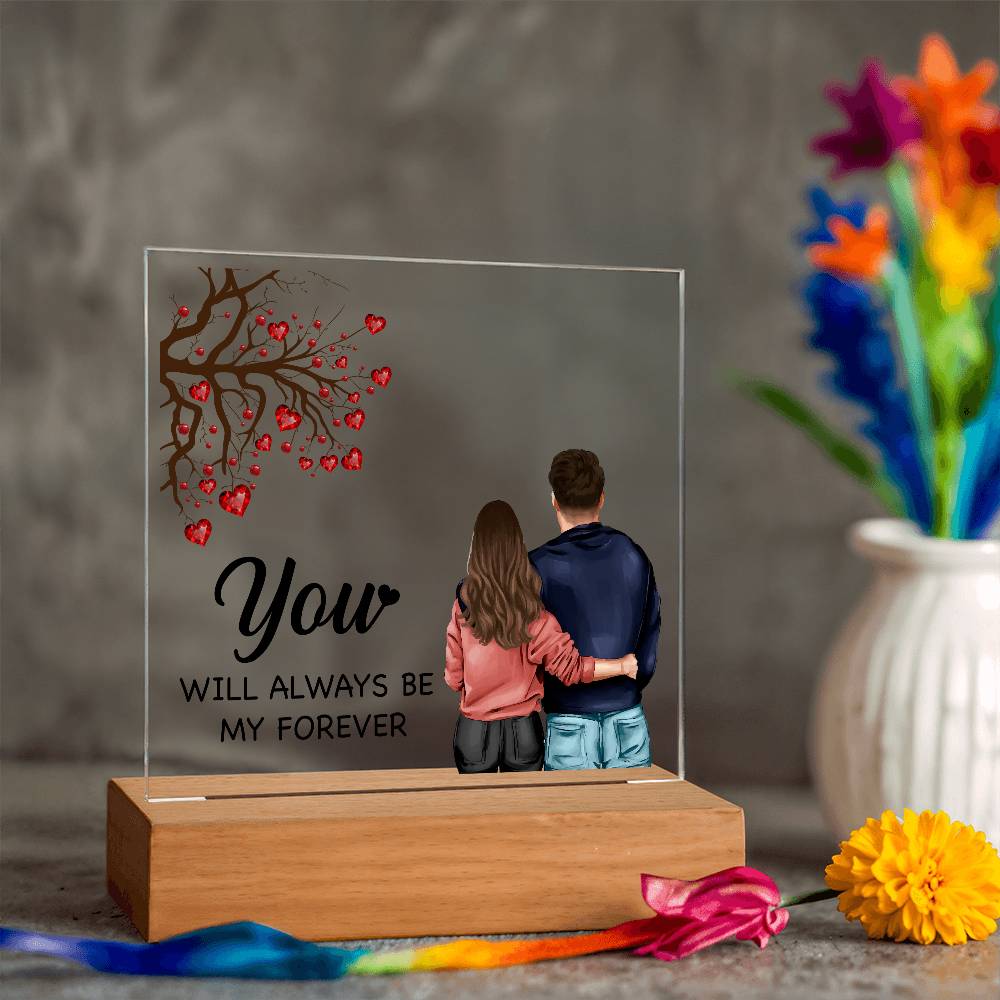 Love My Forever Printed Square Shaped Acrylic Plaque-Express Your Love Gifts