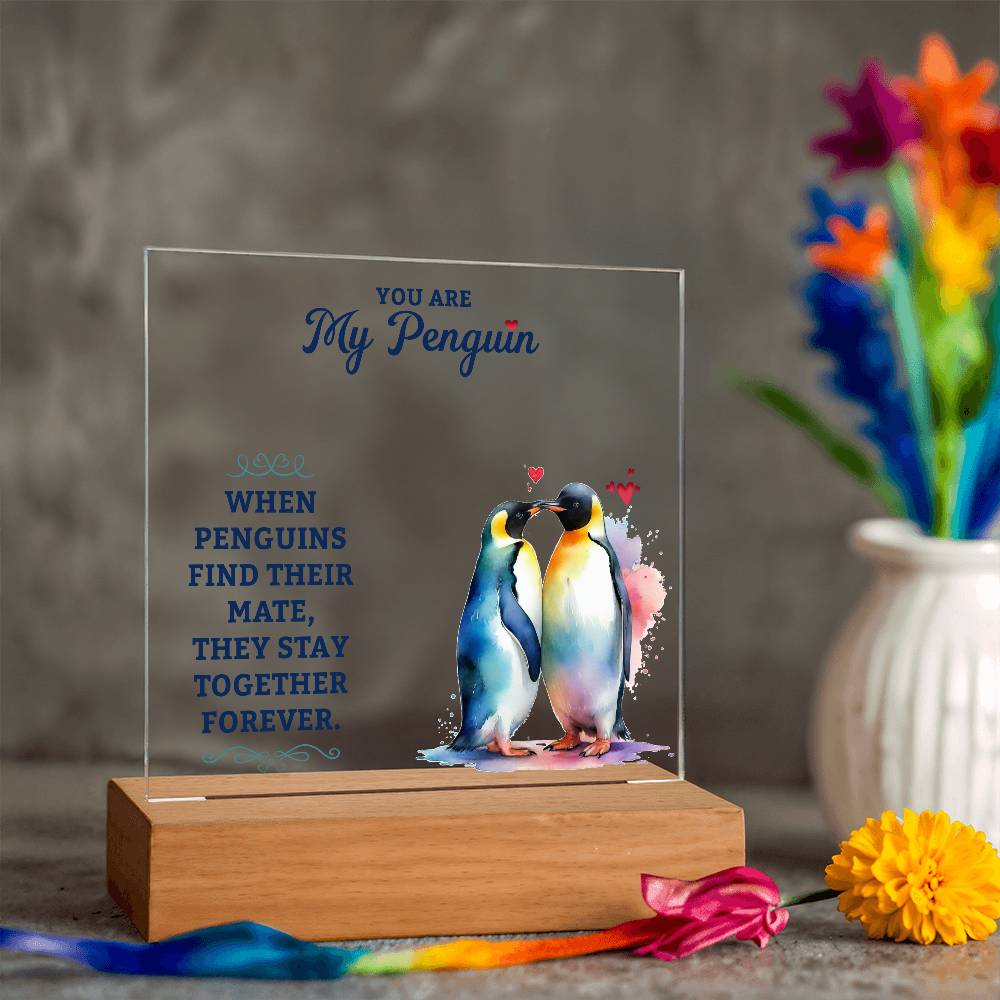 To My Man You are My Penguin Printed Square Shaped Acrylic Plaque-Express Your Love Gifts