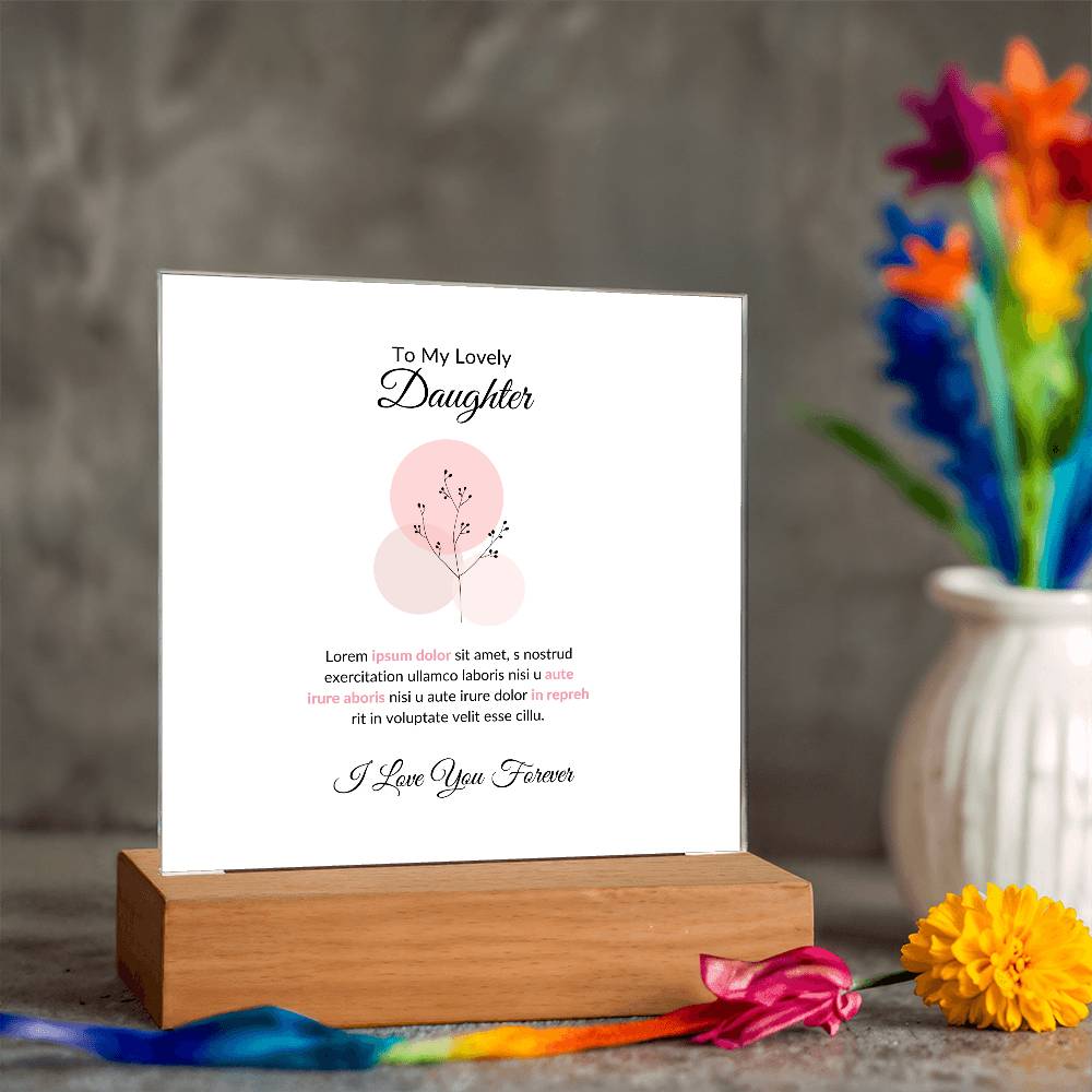 To My Daughter Lorem Ipsum Baloon Printed Square Shaped Acrylic Plaque-Express Your Love Gifts