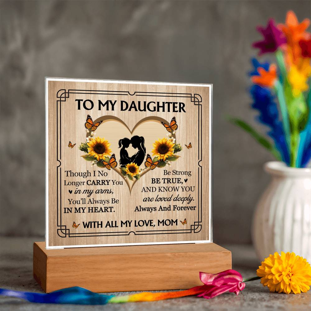 To My Daughter From Mom With All My Love Printed Square Shaped Acrylic Plaque-Express Your Love Gifts