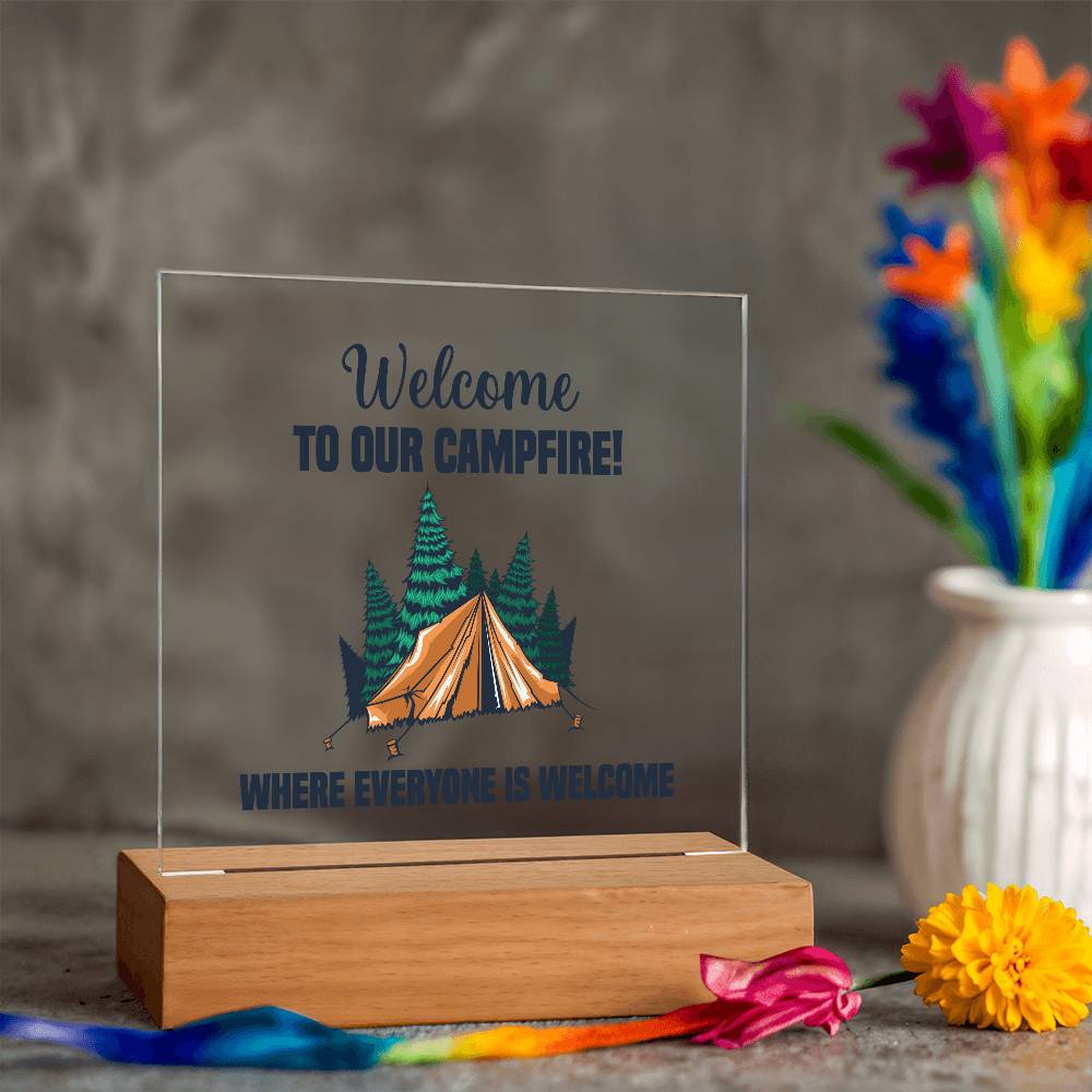 Everyone is Welcome Printed Square Shaped Acrylic Plaque-Express Your Love Gifts