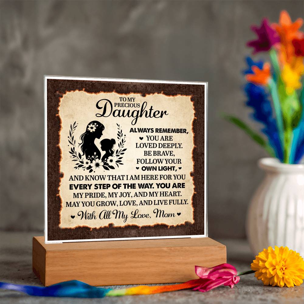 To My Daughter From Mom Always Remember Printed Square Shaped Acrylic Plaque-Express Your Love Gifts