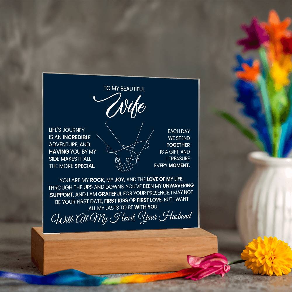 To My Wife You Are My Rock Printed Square Shaped Acrylic Plaque-Express Your Love Gifts