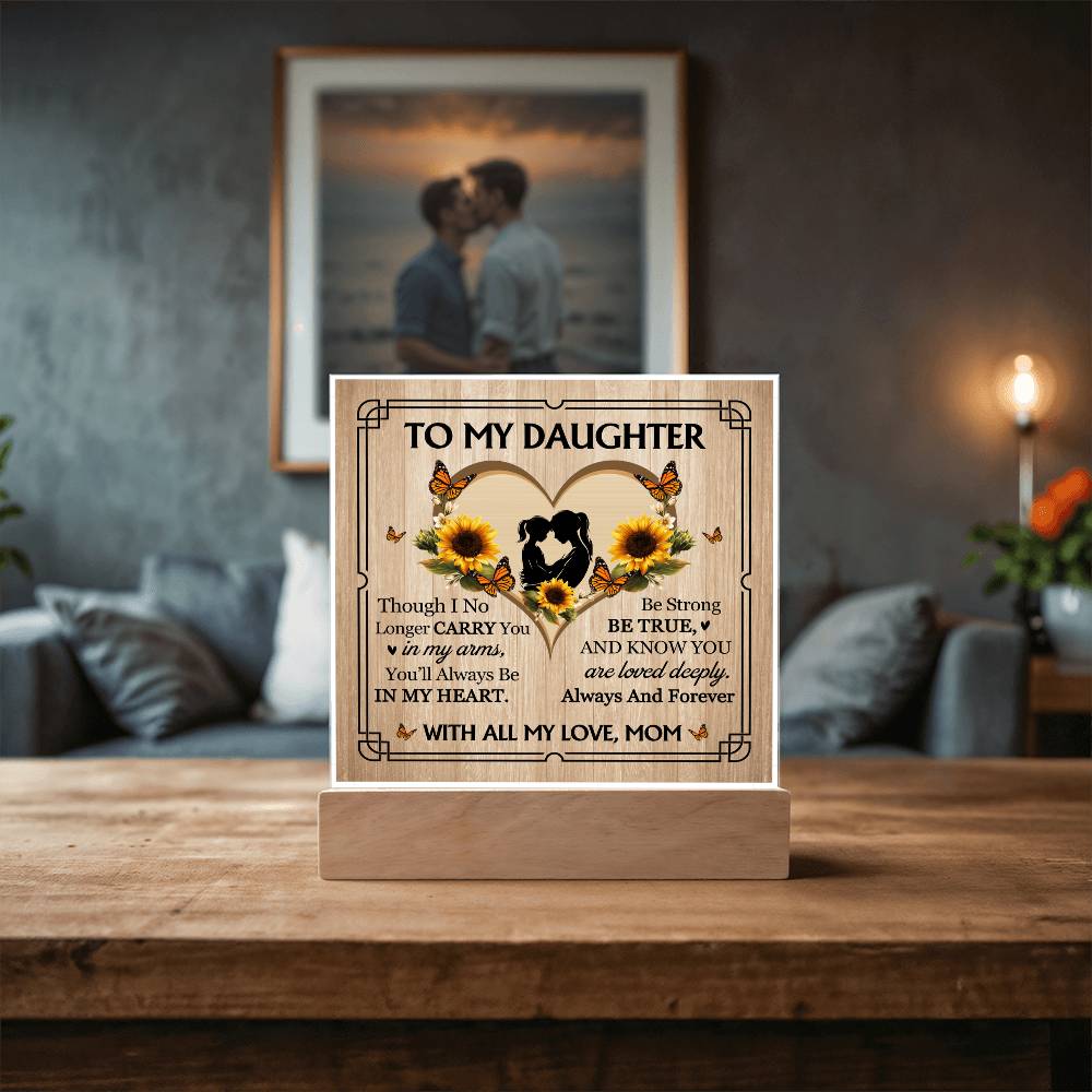 To My Daughter From Mom With All My Love Printed Square Shaped Acrylic Plaque-Express Your Love Gifts