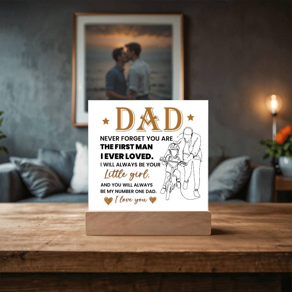 Dad Never Forget Printed Square Shaped Acrylic Plaque-Express Your Love Gifts