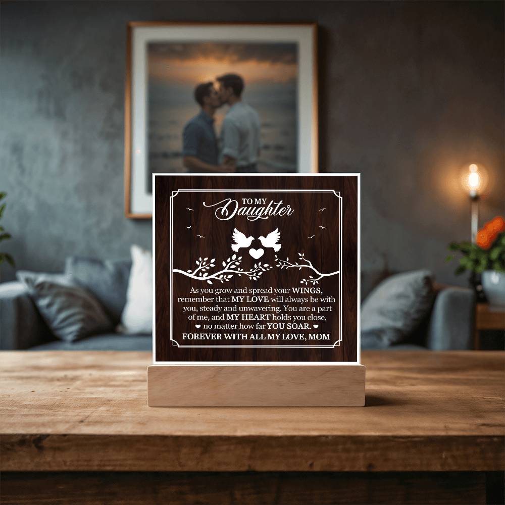Personalized To My Daughter From Mom My Love Printed Square Shaped Acrylic Plaque-Express Your Love Gifts