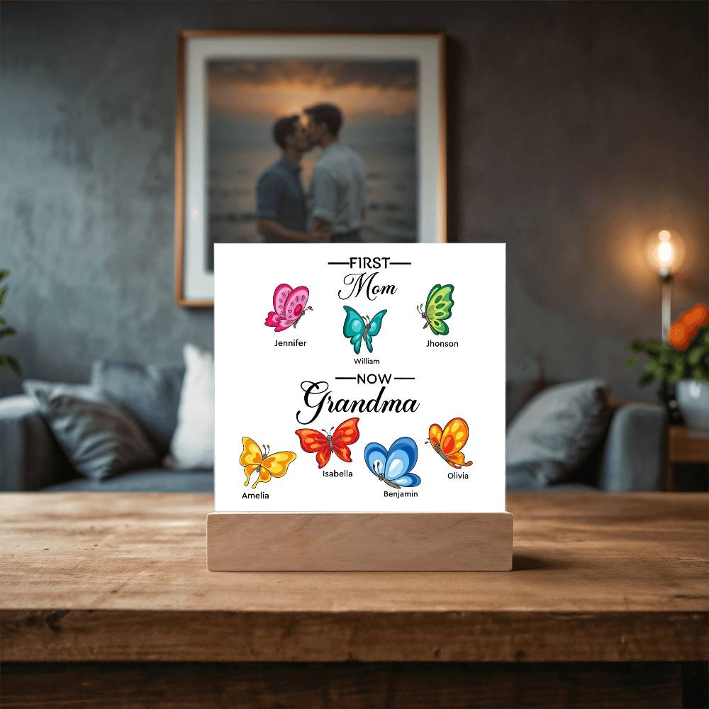 First Mom Now Grandma Printed Square Shaped Acrylic Plaque-Express Your Love Gifts