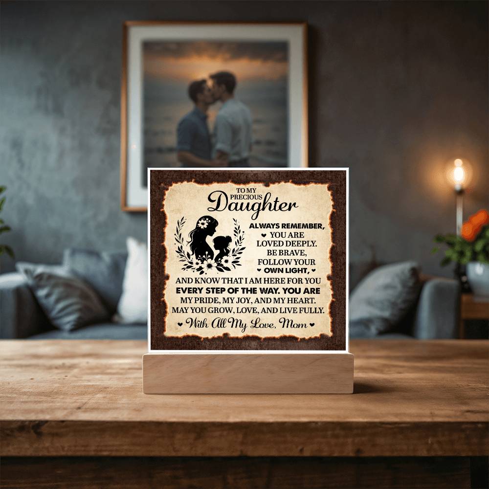 To My Daughter From Mom Always Remember Printed Square Shaped Acrylic Plaque-Express Your Love Gifts