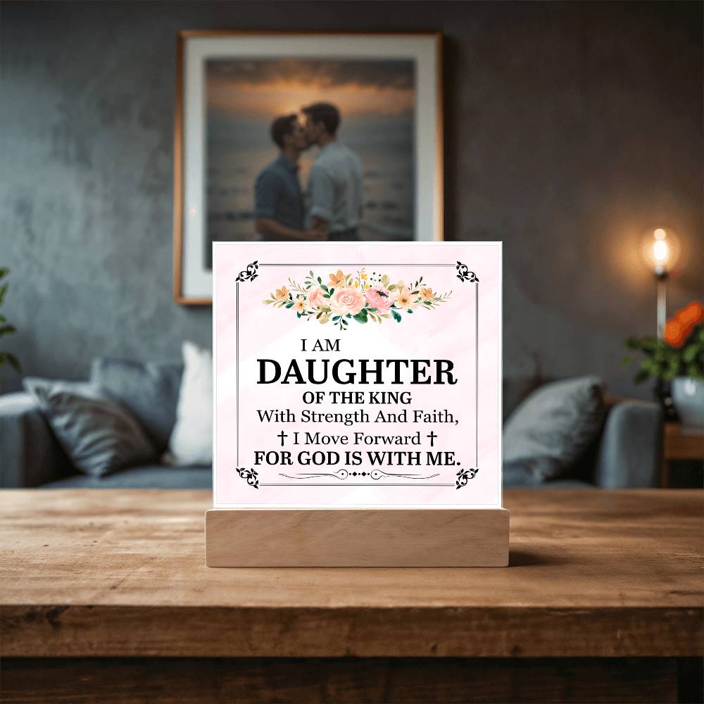 Personalized To My Daughter I Am Daughter of the King Printed Square Shaped Acrylic Plaque-Express Your Love Gifts