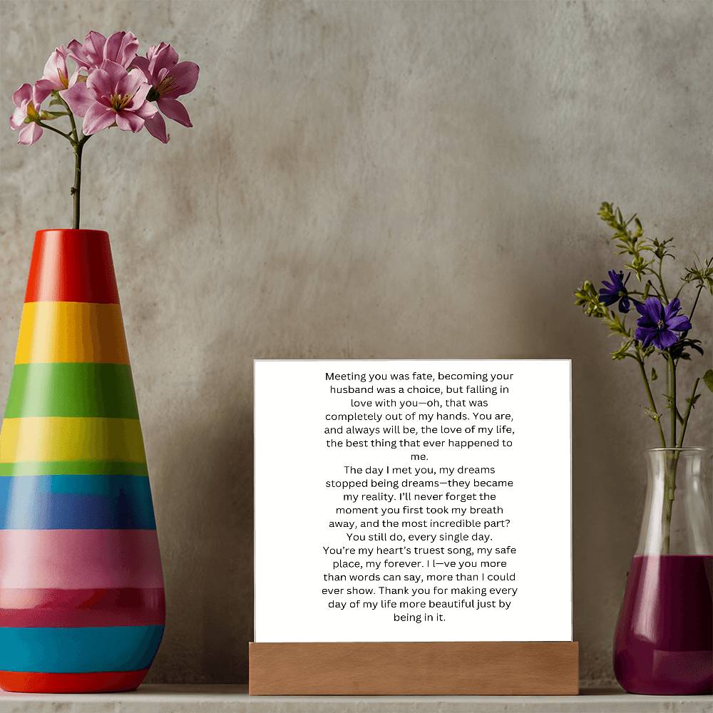 To My Wife Meeting You Was Fate Printed Square Shaped Acrylic Plaque-Express Your Love Gifts