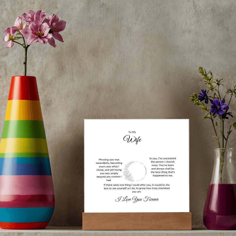 To My Wife Meeting You Was Serendipity Printed Square Shaped Acrylic Plaque-Express Your Love Gifts