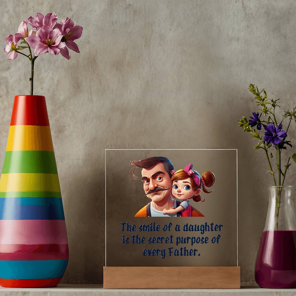 The Smile of a Daughter Printed Square Shaped Acrylic Plaque-Express Your Love Gifts