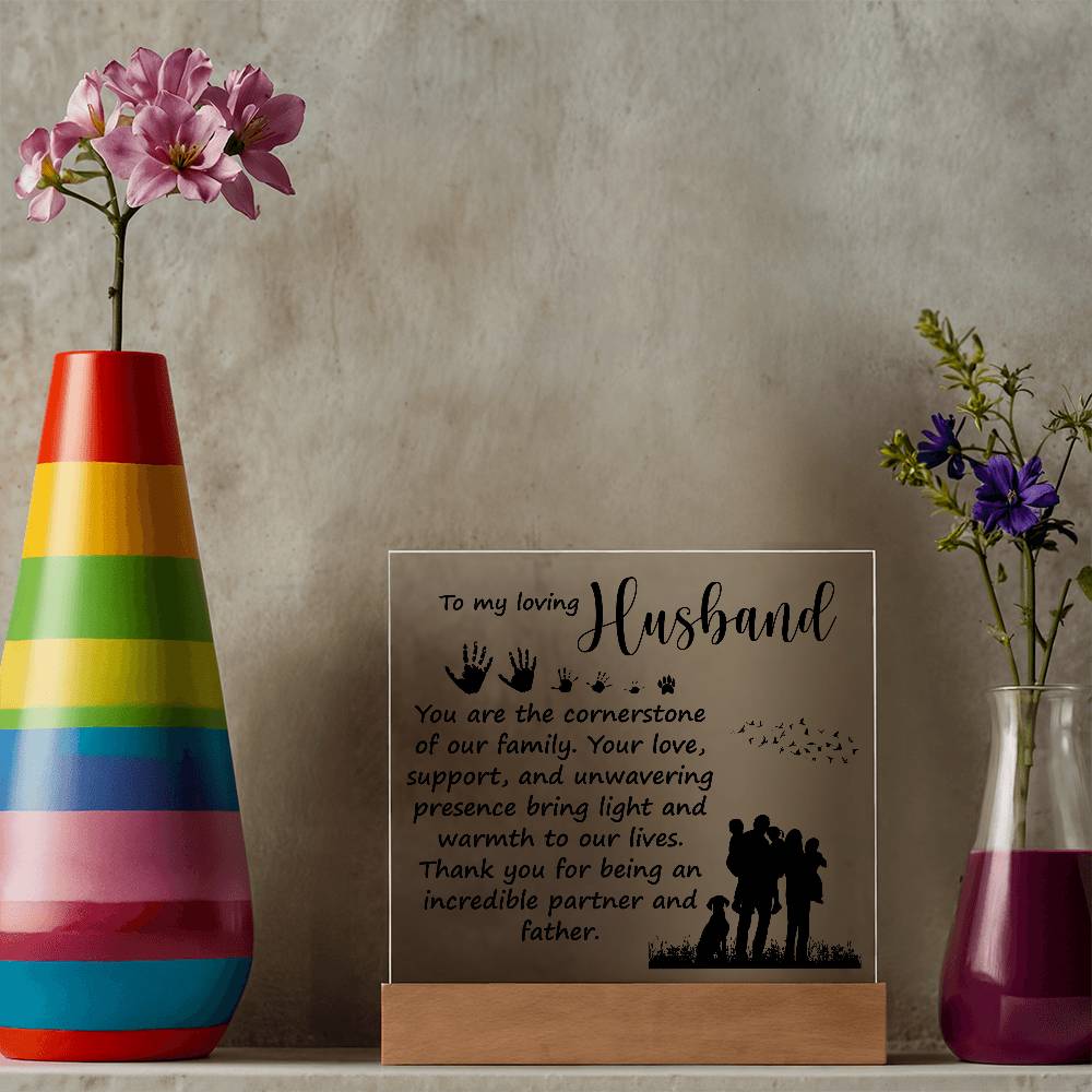 Dad Loving Husband Printed Square Shaped Acrylic Plaque-Express Your Love Gifts