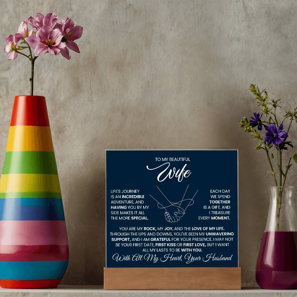 To My Wife You Are My Rock Printed Square Shaped Acrylic Plaque-Express Your Love Gifts