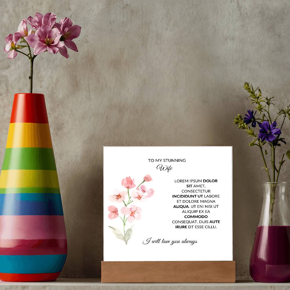 To My Stunning Wife Lorem Ipsum Dolor Printed Square Shaped Acrylic Plaque-Express Your Love Gifts