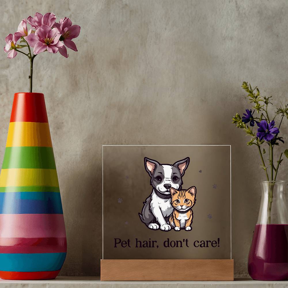 Pet Hair Don't Care! Printed Square Shaped Acrylic Plaque-Express Your Love Gifts