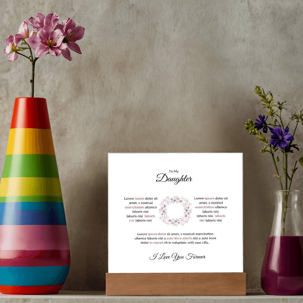 To My Daughter Lorem Printed Square Shaped Acrylic Plaque-Express Your Love Gifts
