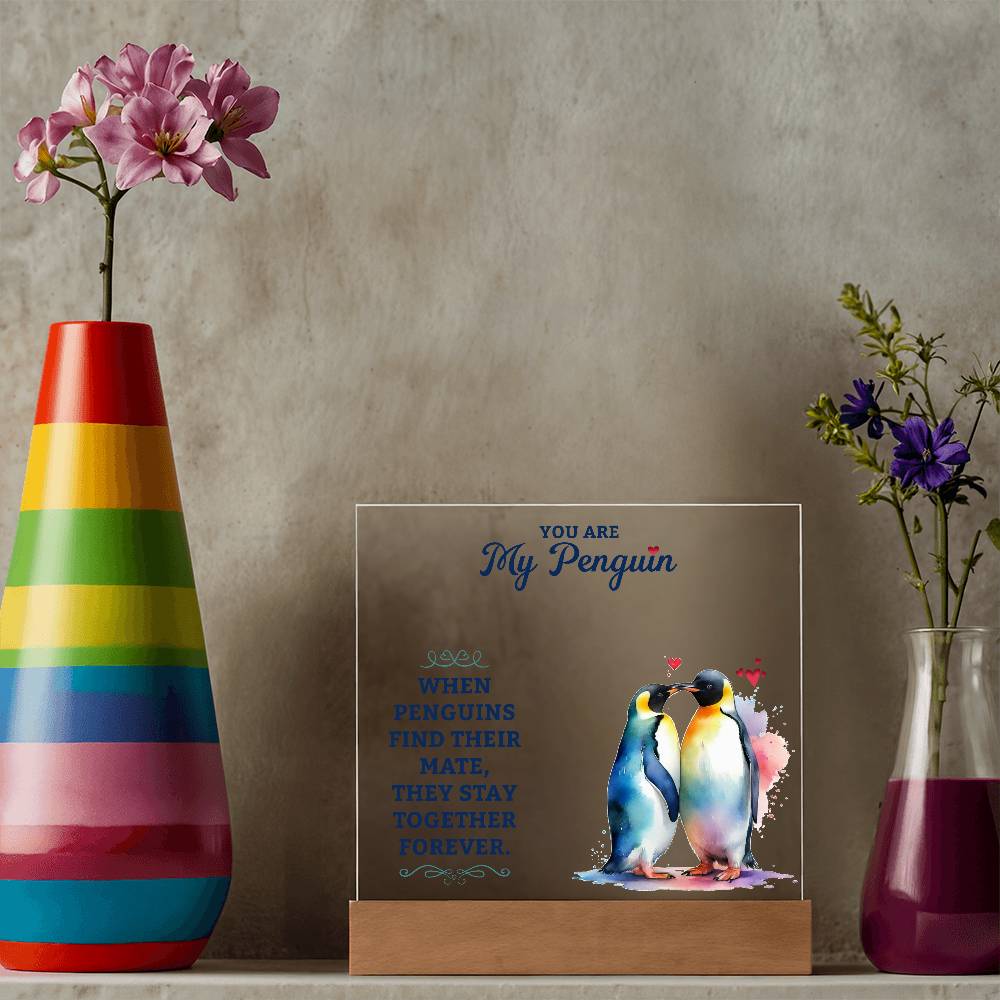 To My Man You are My Penguin Printed Square Shaped Acrylic Plaque-Express Your Love Gifts