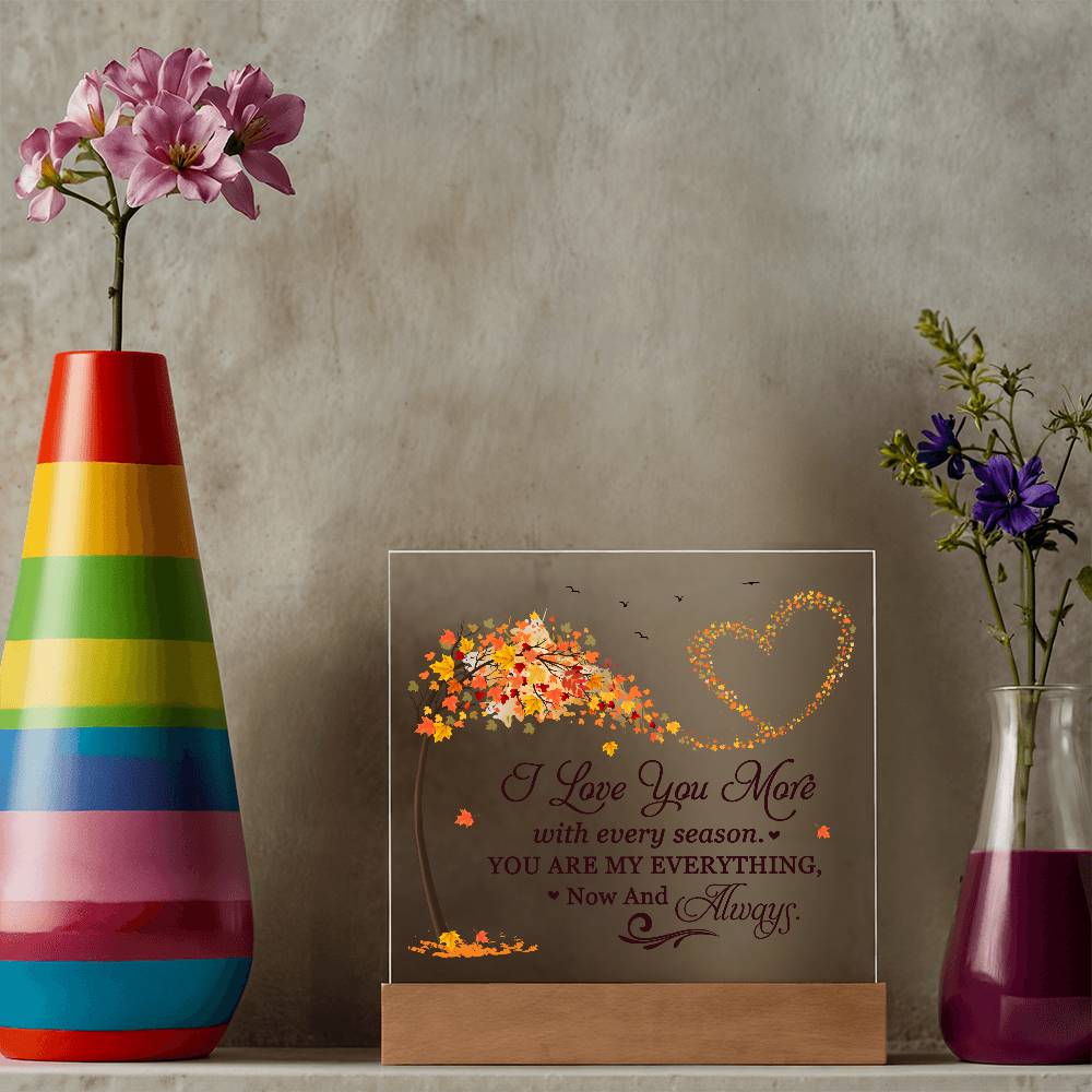 Love You More Printed Square Shaped Acrylic Plaque-Express Your Love Gifts