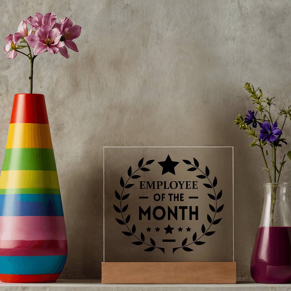 Employee Of The Month Printed Square Shaped Acrylic Plaque-Express Your Love Gifts