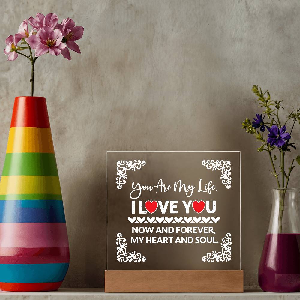 You Are My Life Printed Square Shaped Acrylic Plaque-Express Your Love Gifts
