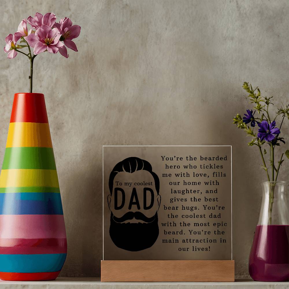 To the Coolest Dad Printed Square Shaped Acrylic Plaque-Express Your Love Gifts
