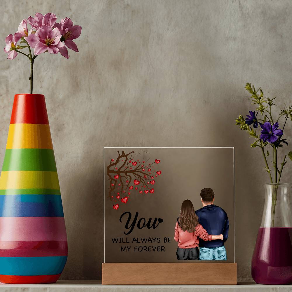 Love My Forever Printed Square Shaped Acrylic Plaque-Express Your Love Gifts