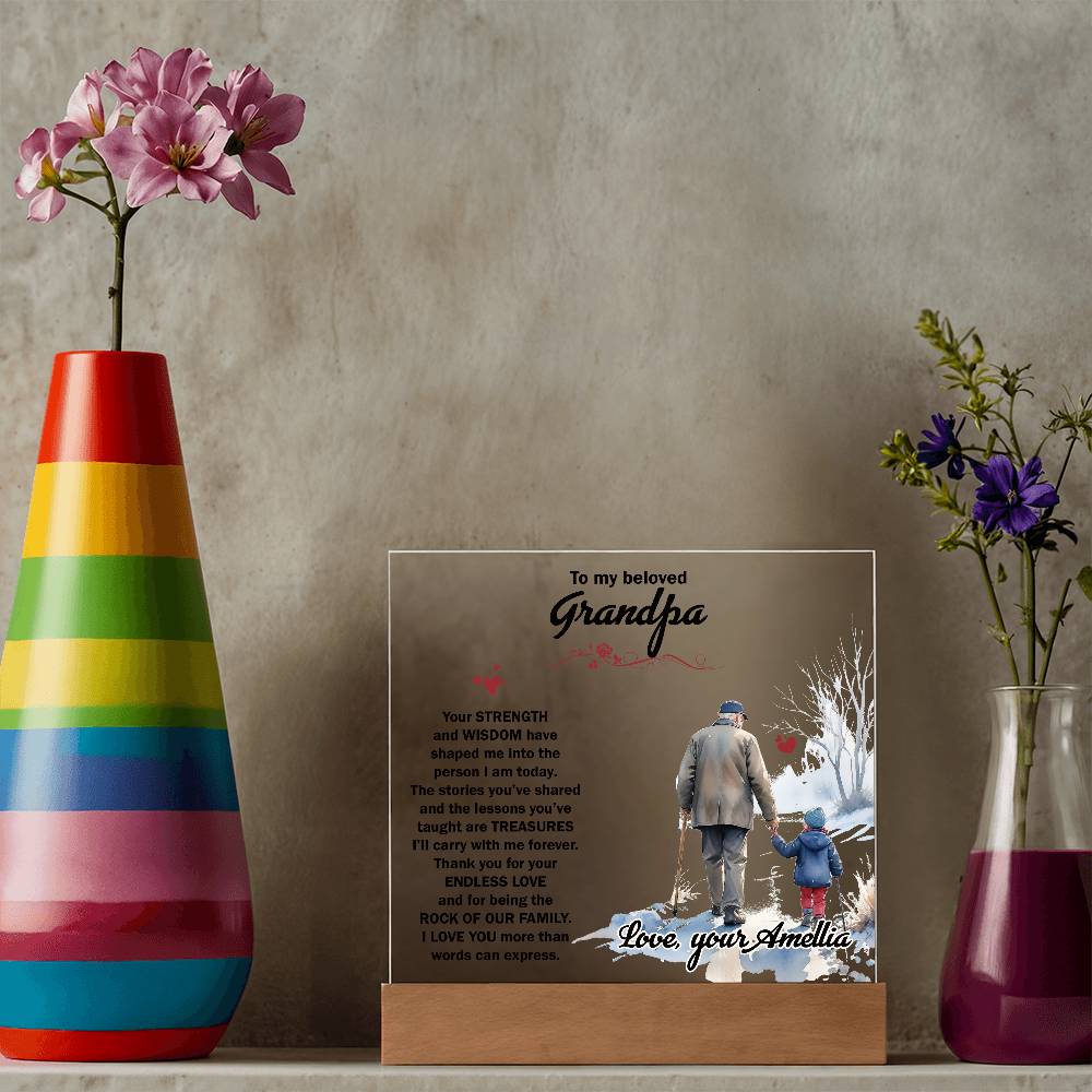 To My Beloved Grandpa Printed Square Shaped Acrylic Plaque-Express Your Love Gifts