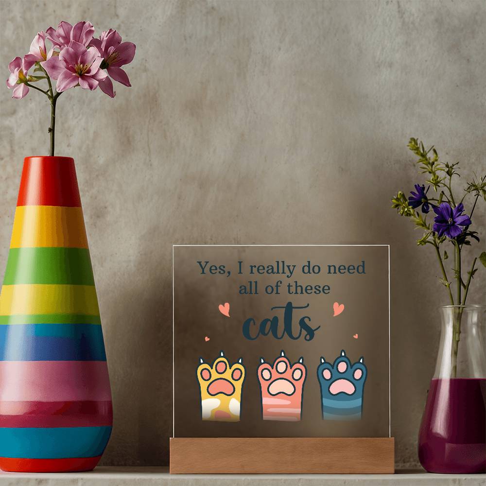 Pets Cats Printed Square Shaped Acrylic Plaque-Express Your Love Gifts