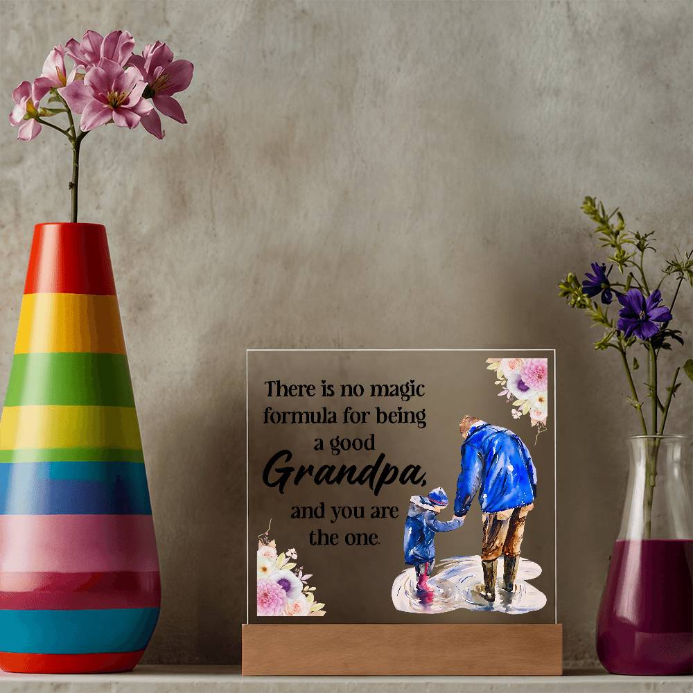 Grandpa Magic Printed Square Shaped Acrylic Plaque-Express Your Love Gifts