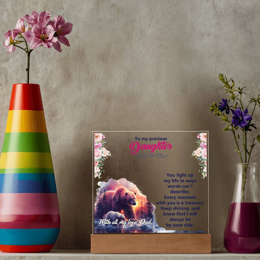 To My Precious Daughter Printed Square Shaped Acrylic Plaque-Express Your Love Gifts